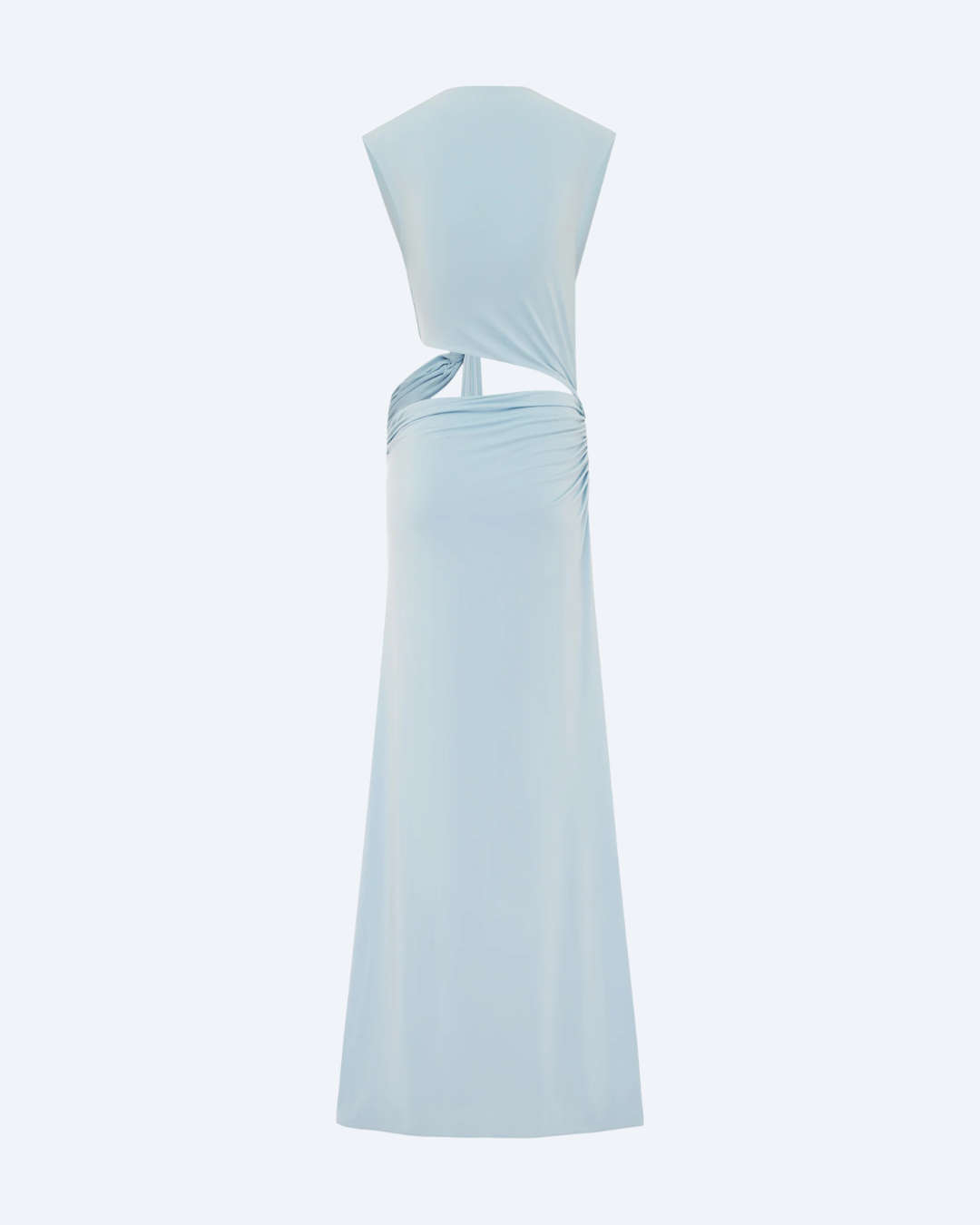 Arcina Ori Light blue halter neck dress on a white background