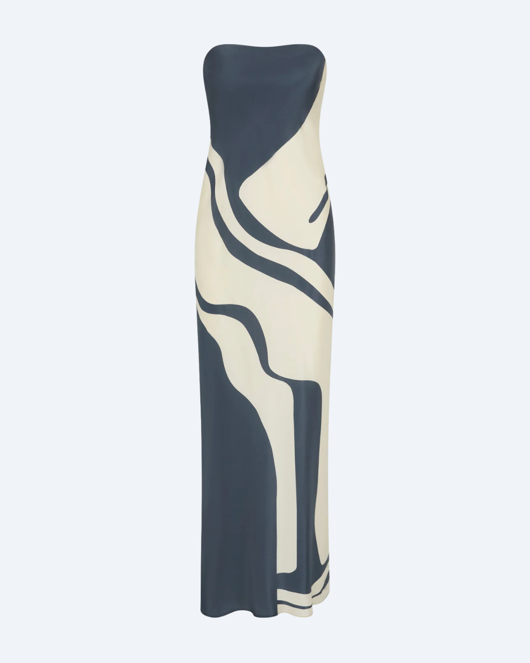 Sir the Label Lilou strapless dress with abstract pattern on a white background